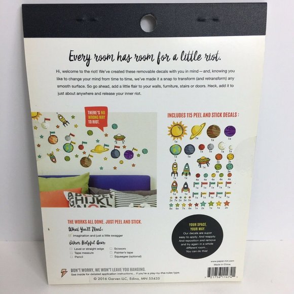 Paper Riot Co. Removable Decals Space Case Quick Stick 115 Decal Stickers New - Picture 2 of 12